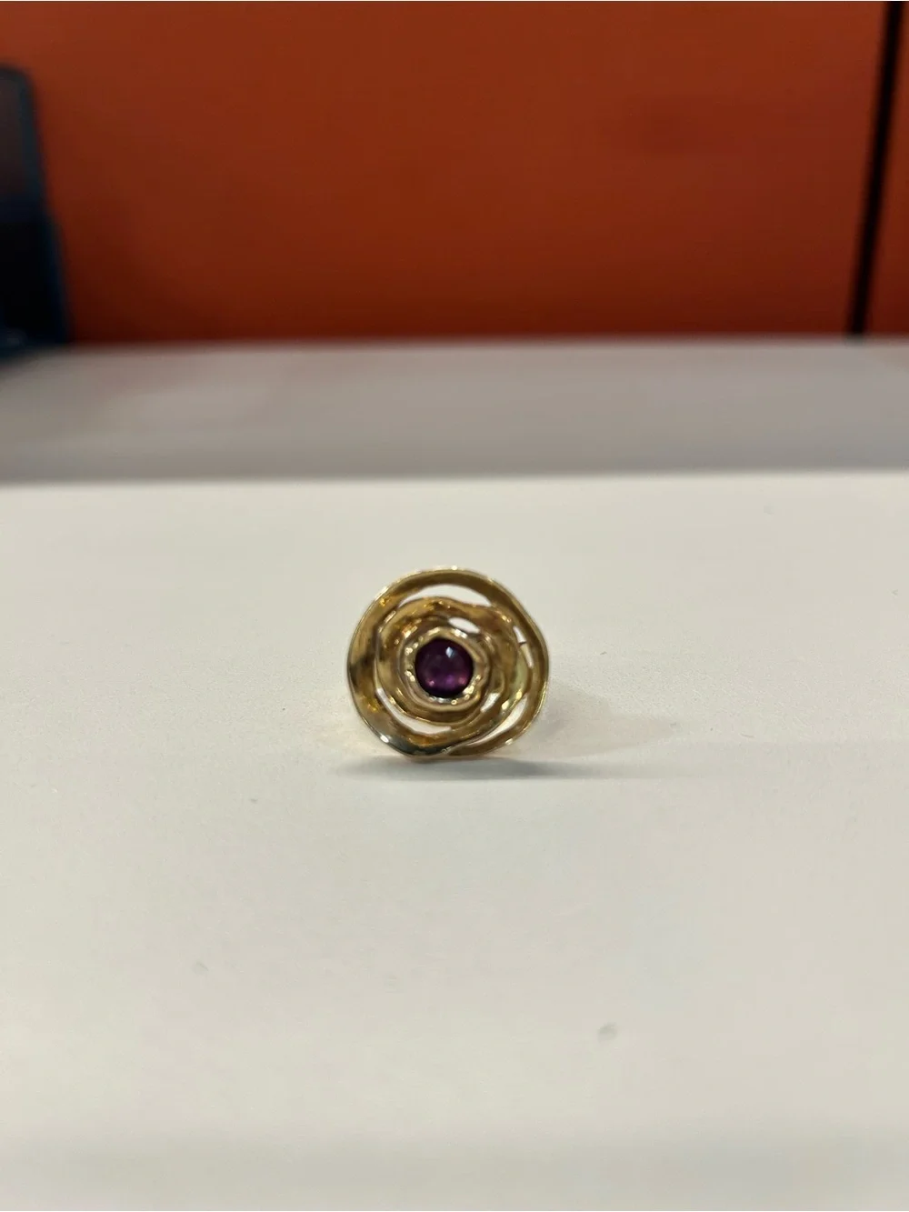 LIRM 925 Vermeil Brutalist Amethyst ring size 6.5